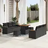 Image de vidaXL Ensemble de canapé de jardin 9 pc Noir polyrotin