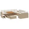 Image de vidaXL Ensemble de canapé de jardin 13 pcs Beige polyrotin, Ensemble de canapé de jardin rectangulaire moderne, pieds réglables, mobilier de salon modulaire pour terrasse et jardin.