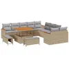 Image de vidaXL Ensemble de canapé de jardin 13 pcs Beige polyrotin, Ensemble de canapé de jardin rectangulaire moderne, pieds réglables, mobilier de salon modulaire pour terrasse et jardin.