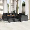 Image de vidaXL Ensemble de canapé de jardin 14 pc Noir polyrotin