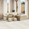 Image de vidaXL Ensemble de canapé de jardin 14 pcs Beige polyrotin