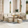 Image de vidaXL Ensemble de canapé de jardin 11 pc Beige et crème polyrotin