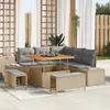 Image de vidaXL Ensemble de canapé de jardin 8 pc Beige Poly rotin
