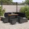 Image de vidaXL Ensemble de canapé de jardin 9 pc Noir Poly rotin