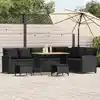 Image de vidaXL Salon de jardin 4 pcs avec coussins forme L noir résine tressée