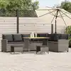 Image de vidaXL Salon de jardin 4 pcs avec coussins forme L gris résine tressée