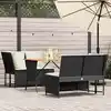 Image de vidaXL Salon de jardin 3 pcs avec coussins noir résine tressée