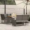 Image de vidaXL Salon de jardin avec coussins 3 pcs gris résine tressée