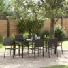 Image de vidaXL Ensemble de salle à manger pour jardin 7 pcs Noir polyrotin