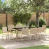 Image de vidaXL Ensemble de salle à manger pour jardin 9 pc Beige polyrotin