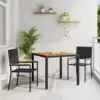 Image de vidaXL Ensemble de salle à manger pour jardin 3 pcs Noir polyrotin