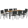 Image de vidaXL Ensemble de salle à manger pour jardin 9 pcs Noir polyrotin, Beau jardin et terrasse, set de repas extérieur moderne, meubles de patio durables, table contemporaine, terrasse