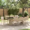 Image de vidaXL Ensemble de salle à manger pour jardin 9 pcs Beige polyrotin