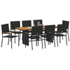 Image de Ensemble de salle à manger de jardin 9 pièces vidaXL en poly rattan noir