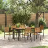 Image de vidaXL Ensemble de salle à manger pour jardin 7 pc Noir et Marron