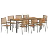Image de vidaXL Ensemble de salle à manger pour jardin 9 pcs Gris et marron, Collection de salle à manger en plein air, ensemble de rotin moderne, mobilier de jardin décontracté