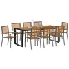 Image de vidaXL Ensemble de salle à manger pour jardin 9 pcs Gris et marron, Ensemble de repas extérieur, mobilier d'extérieur moderne, ensemble de patio robuste, collection idéale pour le jardin