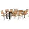 Image de vidaXL Ensemble de salle à manger pour jardin 9 pcs Beige et Marron, Ensemble de repas extérieur, mobilier d'extérieur moderne, ensemble de patio robuste, collection idéale pour le jardin