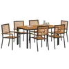 Image de vidaXL Ensemble de salle à manger pour jardin 7 pcs Noir et Marron, Ensemble de jardin moderne chic, mobilier d'extérieur solide, table de patio minimaliste, sièges en poly rattan