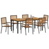Image de vidaXL Ensemble de salle à manger pour jardin 7 pcs Noir et Marron, Ensemble de jardin moderne chic, mobilier d'extérieur solide, table de patio minimaliste, sièges en poly rattan