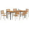 Image de vidaXL Ensemble de salle à manger pour jardin 7 pcs Beige et Marron, Ensemble de jardin moderne chic, mobilier d'extérieur solide, table de patio minimaliste, sièges en poly rattan