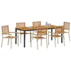 Image de vidaXL Ensemble de salle à manger pour jardin 7 pcs Beige et Marron, Ensemble de jardin moderne chic, mobilier d'extérieur solide, table de patio minimaliste, sièges en poly rattan
