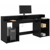 Image de vidaXL Bureau avec porte Chêne noir 200 x 55 x 91 cm Bois d'ingénierie, Bureau moderne rectangulaire, LED ajustable, ergonomique, pour salon ou bureau à domicile, compact pour étudier