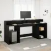 Image de vidaXL Bureau avec porte Chêne noir 200 x 55 x 91 cm Bois d'ingénierie