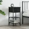 Image de vidaXL Cabinet de chevet avec tiroir Chêne noir 33,5 x 36 x 70 cm