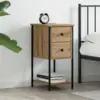 Image de vidaXL Cabinet de chevet avec tiroir chêne artisanal 32 x 42 x 70 cm