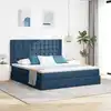 Image de vidaXL Lit avec rangement et matelas Bleu 180 x 200 cm tissu