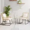 Image de vidaXL Ensemble de salle à manger pour jardin 3 pc Marron et Crème