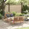 Image de vidaXL Ensemble de canapé de jardin 3 pcs Naturel Bois de teck massif