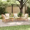 Image de vidaXL Ensemble de canapé de jardin 5 pcs Naturel Bois de teck massif