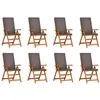 Image de vidaXL Chaise de jardin 8 pcs Marron 57 x 71.5 x 104cm Teck massif, Chaise de jardin et terrasse, rectangulaire, moderne, durable et confortable, mobilier en teck, siège ajustable.