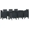 Image de vidaXL Ensemble de salle à manger pour jardin 9 pcs Anthracite, Ensemble de dîner élégant pour jardin, mobilier d'extérieur léger, durable, design minimaliste pour familles