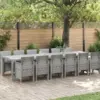 Image de vidaXL Ensemble de salle à manger pour jardin 13 pc Gris clair