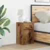 Image de vidaXL Armoire de chevet LED avec tiroir Bois ancien 38 x 34 x 61 cm