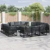 Image de vidaXL Ensemble de canapé de jardin 12 pc Noir Métal
