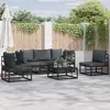 Image de vidaXL Ensemble de canapé de jardin avec coussin 5 pcs Noir Aluminium