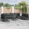Image de vidaXL Ensemble de canapé de jardin 9 pc Noir Aluminium