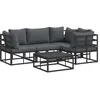 Image de vidaXL Ensemble de canapé de jardin avec coussin 5 pcs Noir Aluminium, Canapé de jardin, salon modulaire, meubles d'extérieur, coin terrasse, confort au grand air, convivialité.