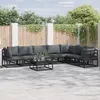 Image de vidaXL Ensemble de canapé de jardin avec coussin 7 pcs Noir Aluminium
