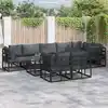 Image de vidaXL Ensemble de canapé de jardin avec coussin 8 pcs Noir Aluminium