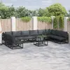 Image de vidaXL Ensemble de canapé de jardin 11 pc Noir Aluminium