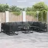 Image de vidaXL Ensemble de canapé de jardin avec coussin 9 pcs Noir Aluminium