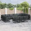 Image de vidaXL Ensemble de canapé de jardin avec coussin 14 pcs Noir Aluminium