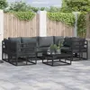 Image de vidaXL Ensemble de canapé de jardin avec coussin 6 pcs Noir Aluminium