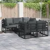 Image de vidaXL Ensemble de canapé de jardin avec coussin 6 pcs Noir Acier