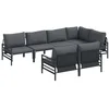 Image de vidaXL Ensemble de canapé de jardin avec coussin 7 pcs Noir Acier, Canapé modulable de jardin et de terrasse, sièges confortables pour se détendre, collection de meubles résistants aux intempéries
